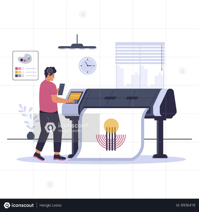 Man  doing Digital printing  Illustration