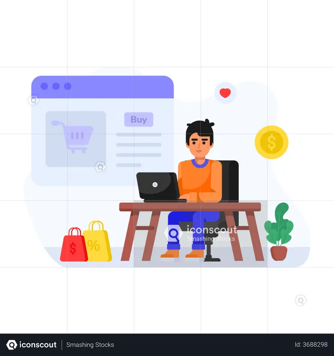 Man doing digital shopping  Illustration