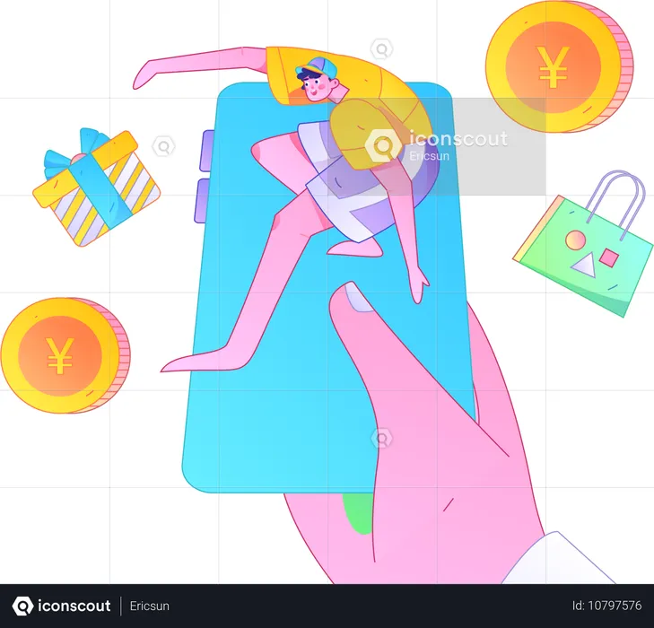 Man doing digital shopping  Illustration