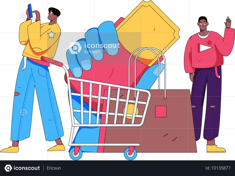 Man doing digital shopping  Illustration