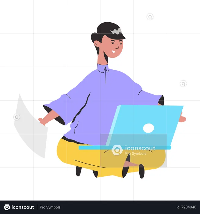 Man doing Distance Working  Illustration
