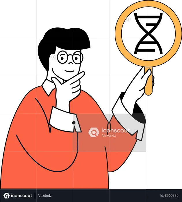 Man doing dna research  Illustration
