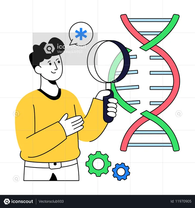 DNA 연구를 하는 남자  일러스트레이션