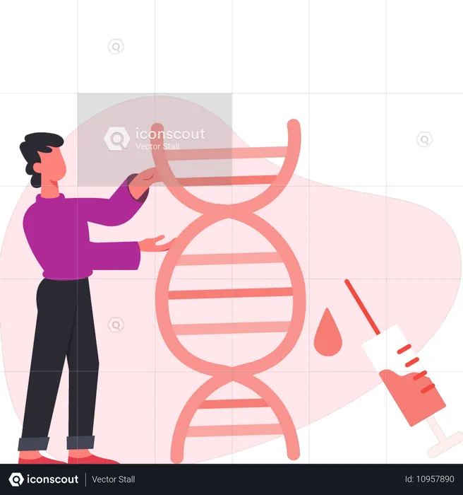 DNA 검사를 하는 남자  일러스트레이션