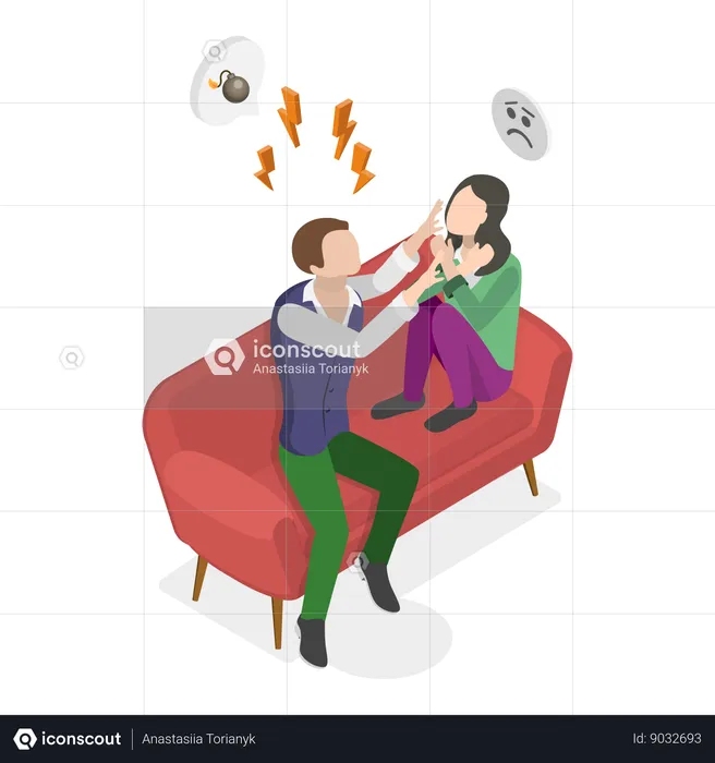 Man doing domestic violence on woman  Illustration