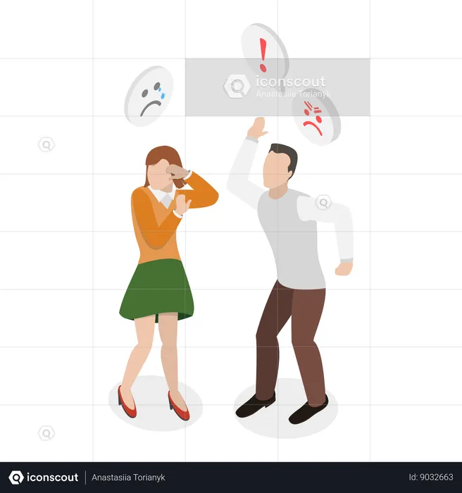 Man doing domestic violence on woman  Illustration