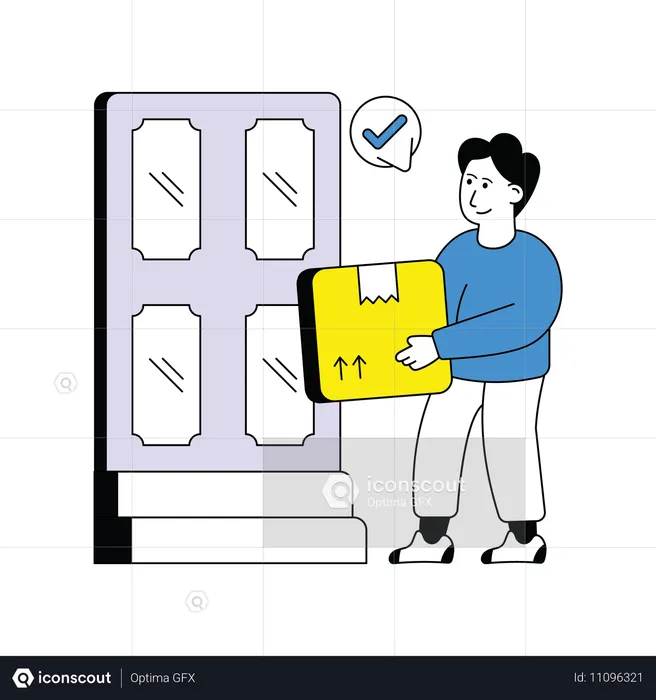 Man doing Door To Door Delivery  Illustration