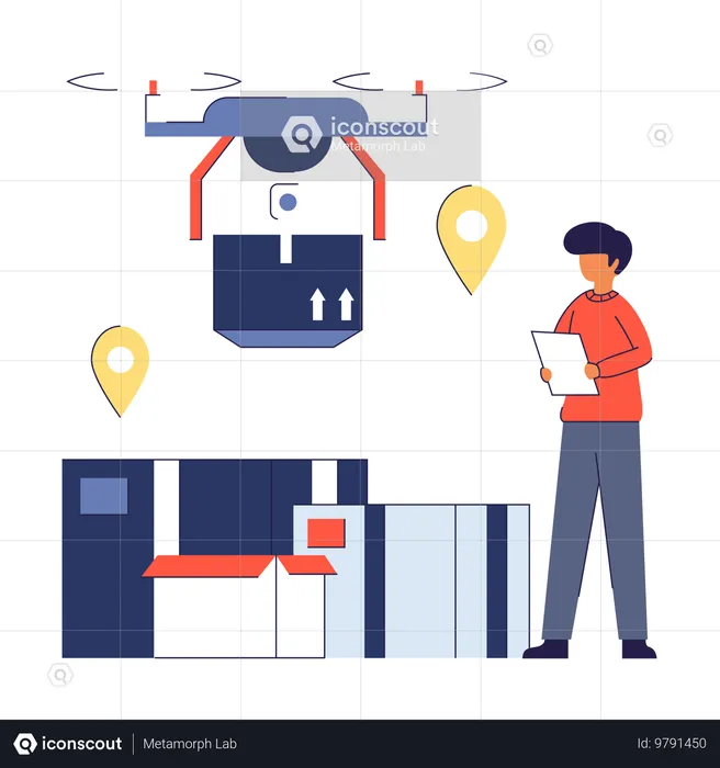 Man doing Drone Delivery  Illustration