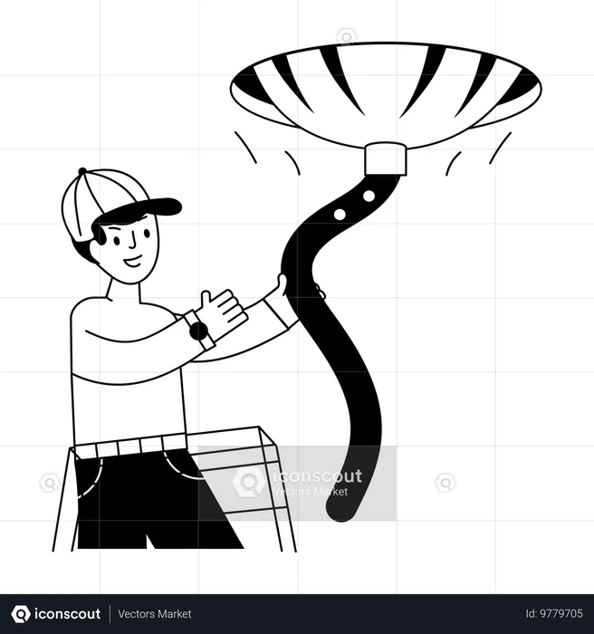 Man doing Duct Cleaning  Illustration