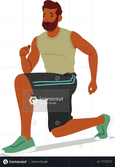 Man doing dynamic warm-up exercises  Illustration