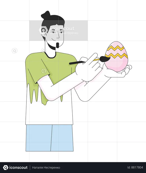 Man doing Easter-egg painting  Illustration