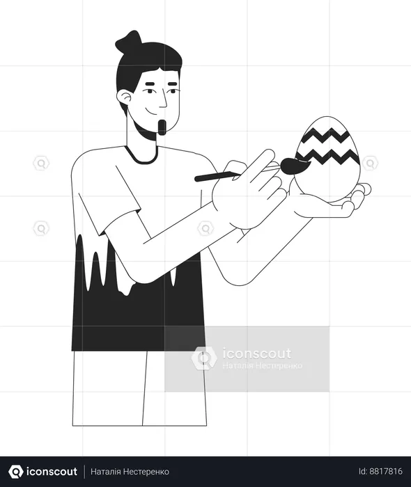 Man doing Easter-egg painting  Illustration