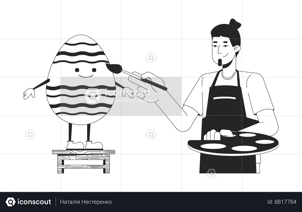 Man doing Easter eggs painting  Illustration
