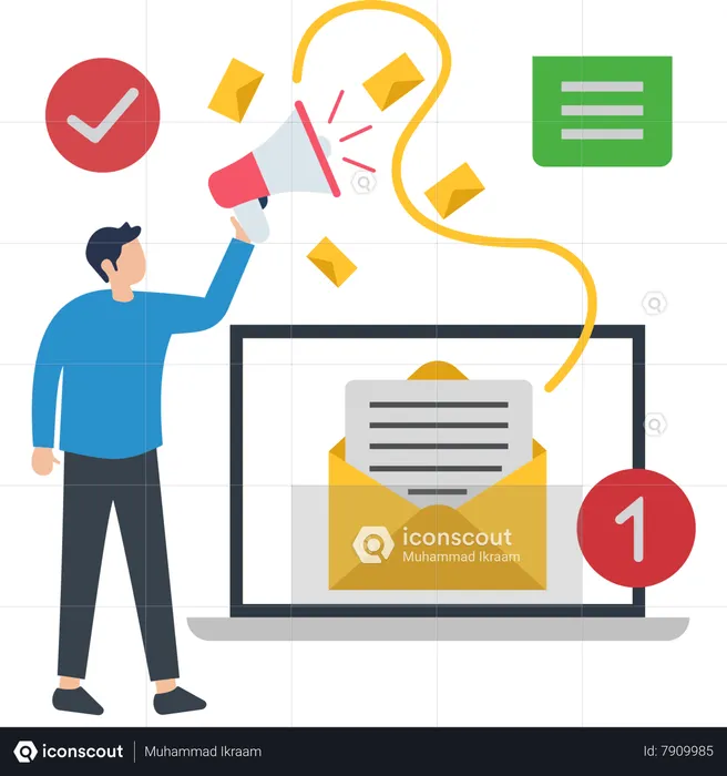 Man doing Email marketing  Illustration