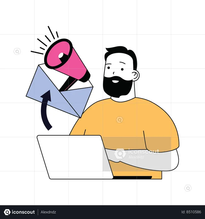 Man doing email marketing  Illustration