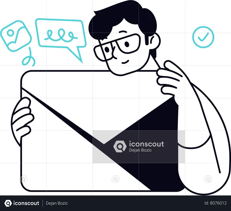 Man doing email marketing  Illustration