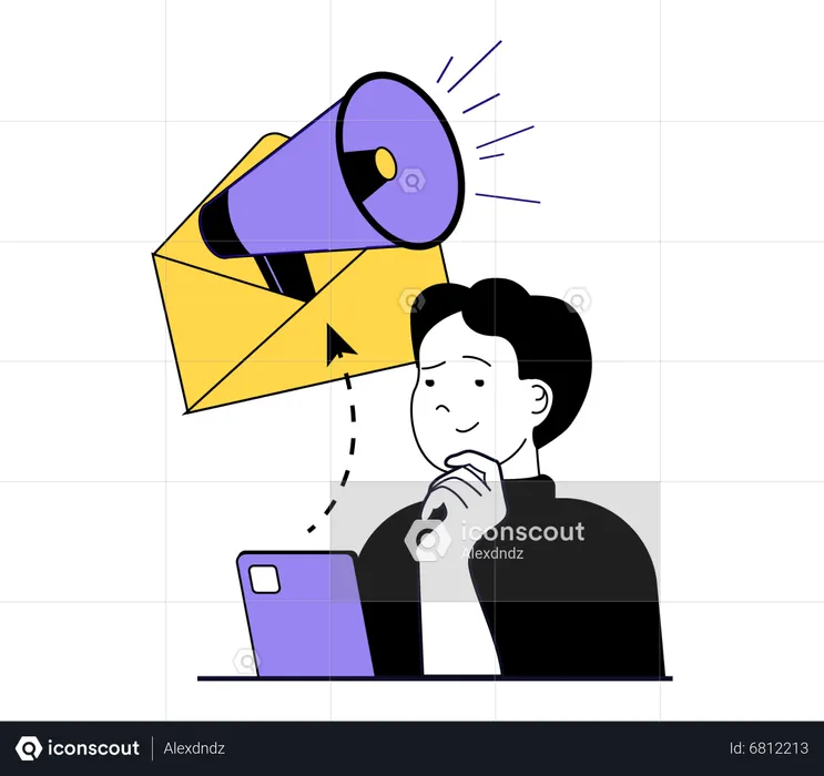 Man doing email marketing  Illustration