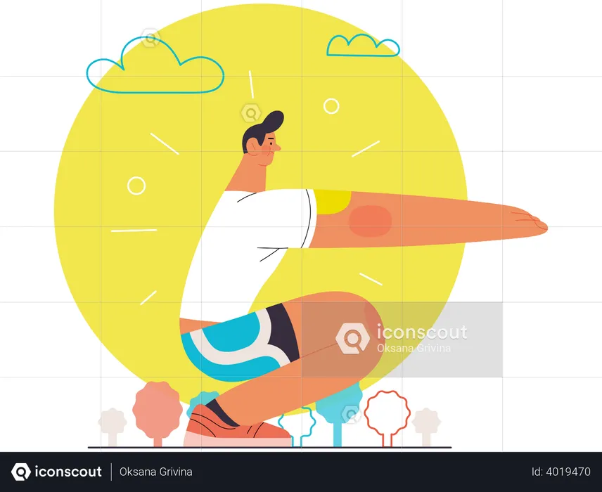 Man Doing Exercise  Illustration