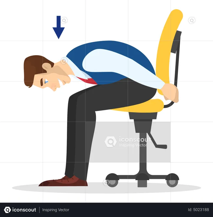 Man doing exercise for back stretch in office  Illustration