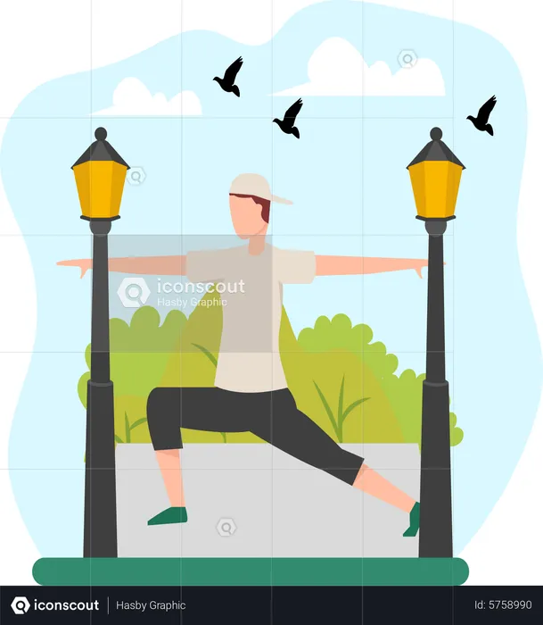 Man doing exercise in park  Illustration