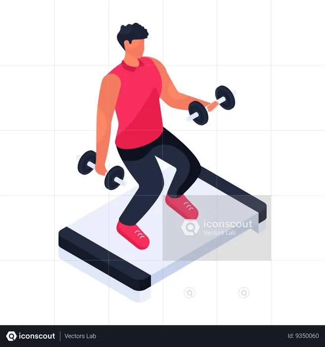 Man doing exercise with dumbbell  Illustration