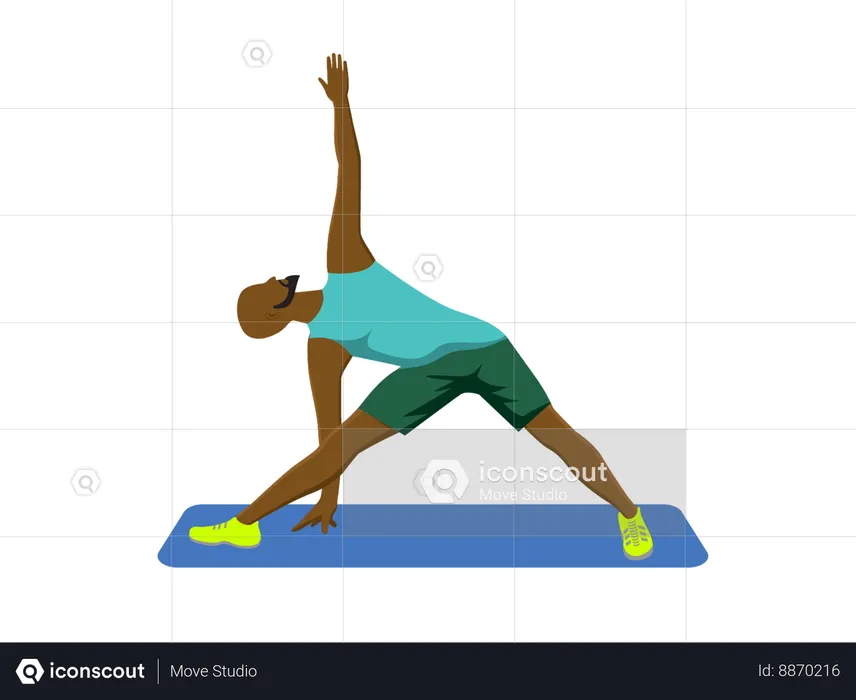Man doing Extended Triangle pose  Illustration