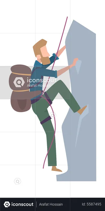 Man doing extreme rock climbing  Illustration