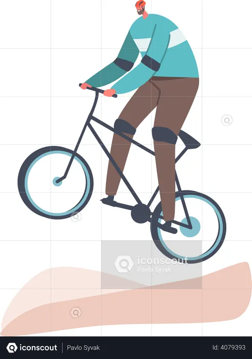 Man doing extreme stunt with bicycle  Illustration