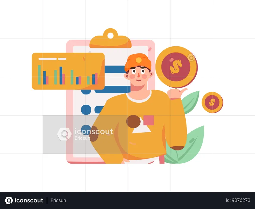 Man doing finance analysis  Illustration