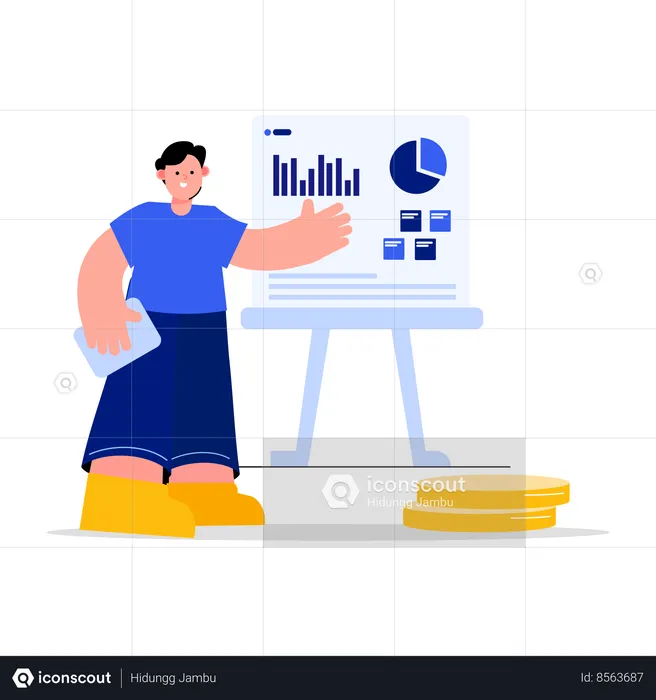 Man doing finance analysis report  Illustration