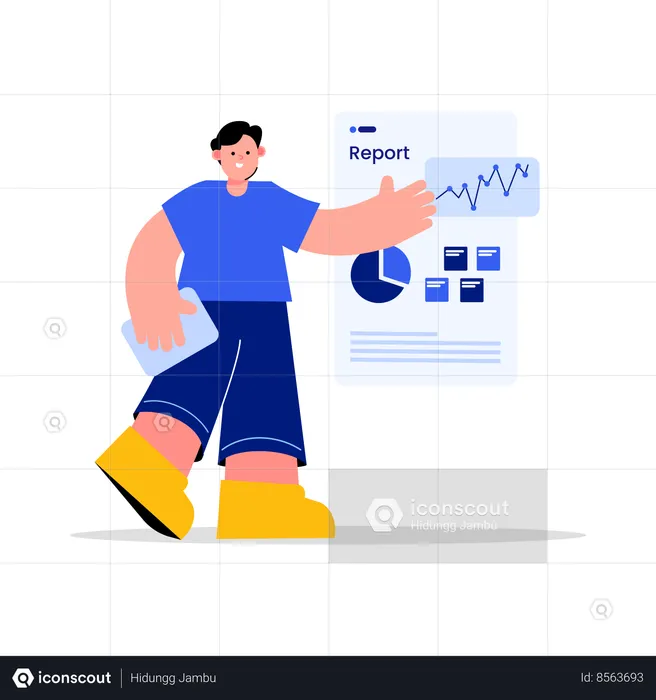 Man doing finance growth report  Illustration