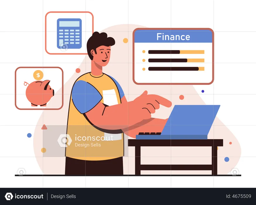 Man doing finance management  Illustration