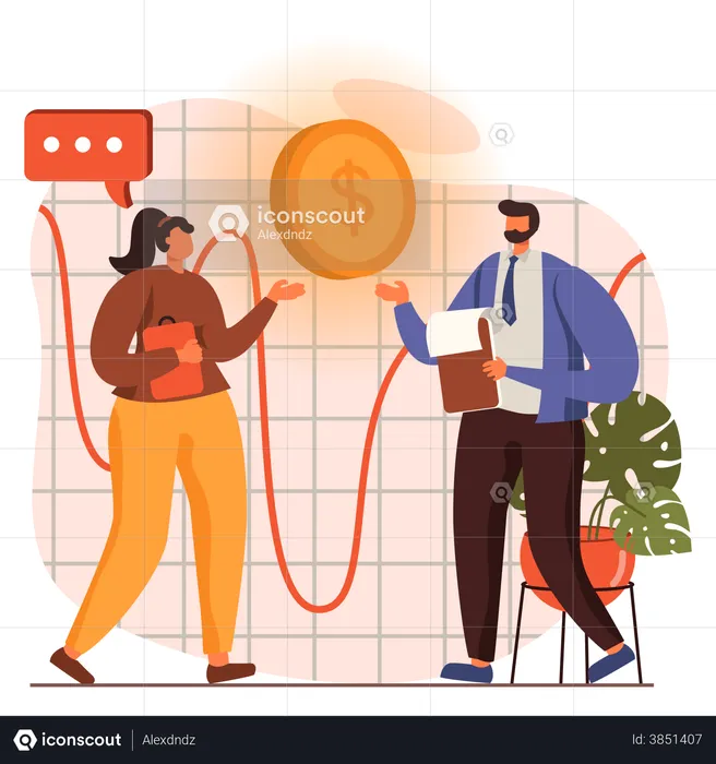 Man doing finance management  Illustration