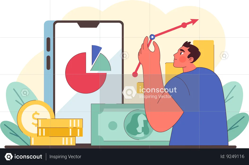 Man doing financial analysis  Illustration