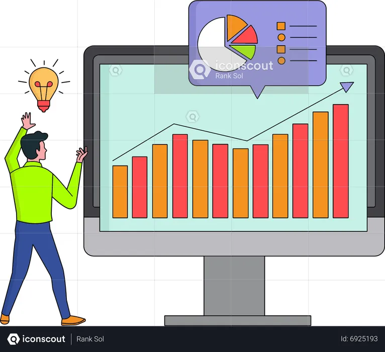 Man doing financial analytics  Illustration