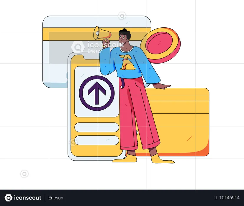 Man doing financial announcement  Illustration