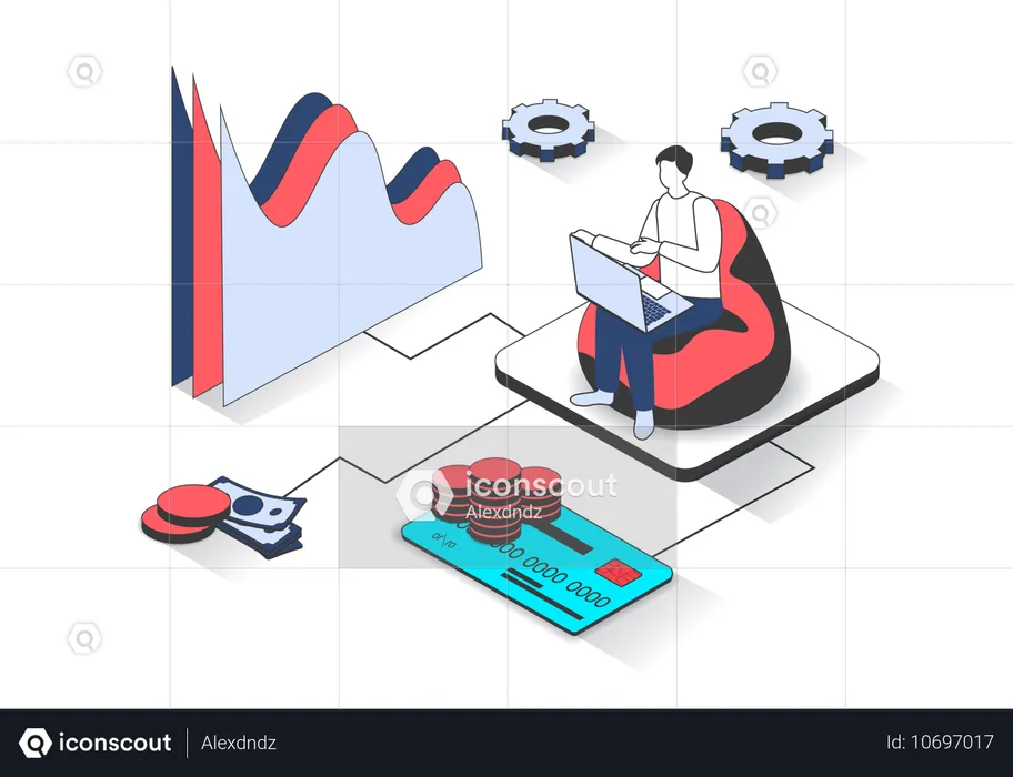 Man doing financial audit  Illustration