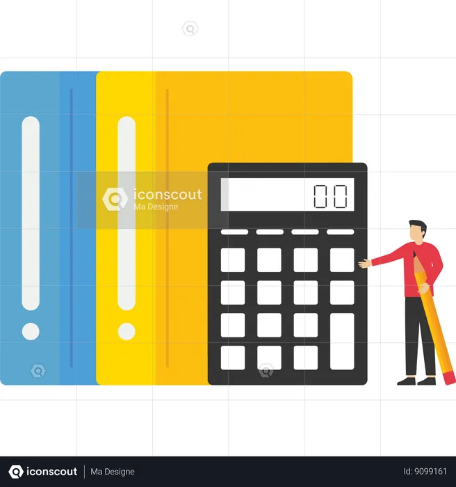 Man doing financial calculation  Illustration
