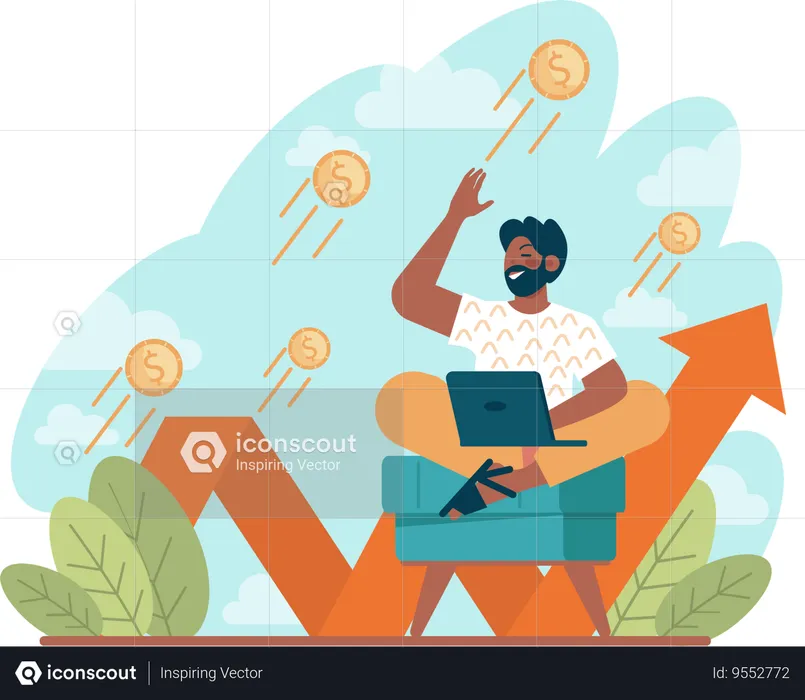 Man doing financial growth  Illustration