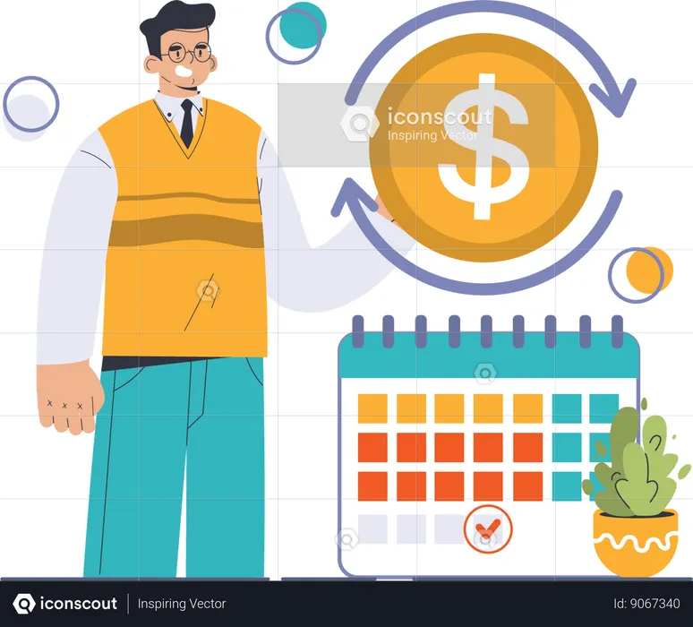 Man doing financial plan  Illustration