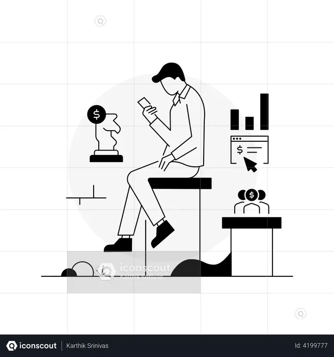 Man doing financial strategy  Illustration