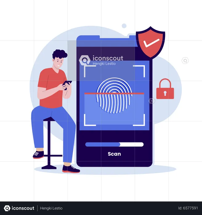 Man doing Fingerprint verification  Illustration