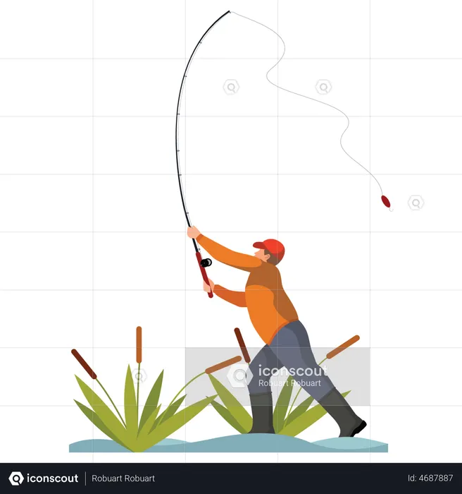 Man doing fishing  Illustration
