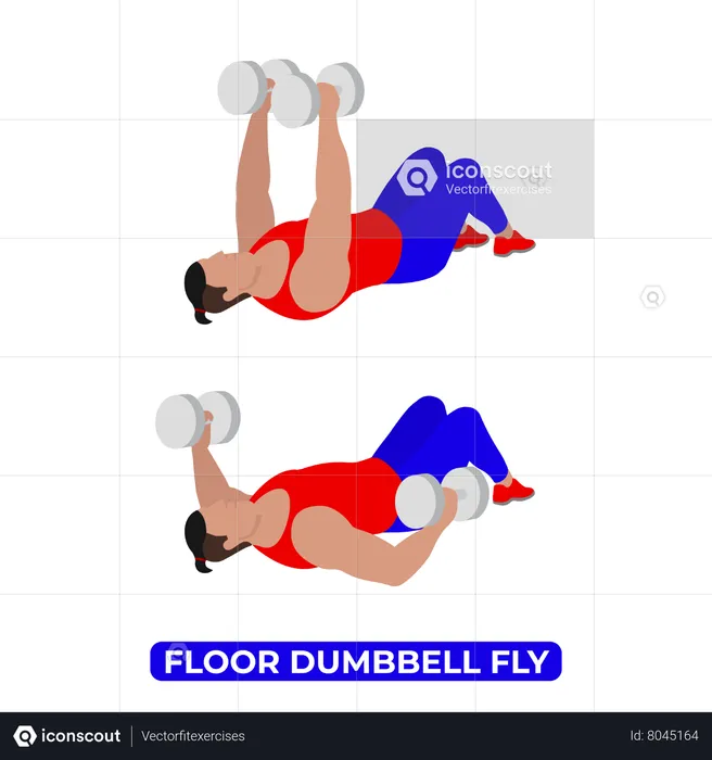 Man Doing Floor Dumbbell Fly Exercise  Illustration