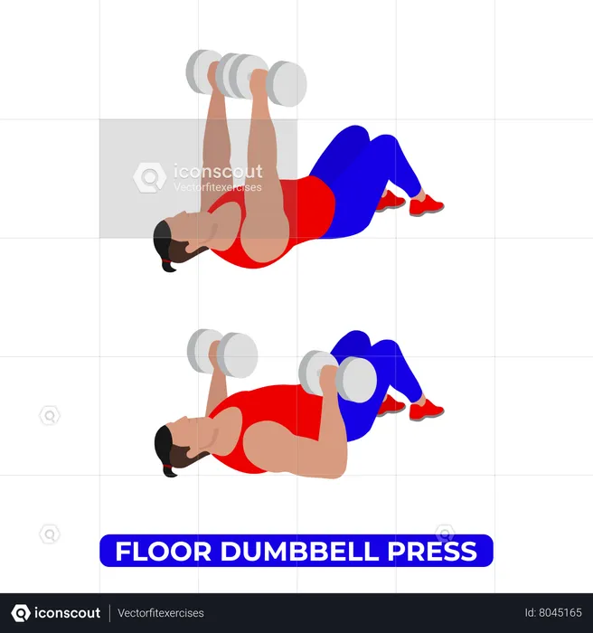Man Doing Floor Dumbbell Press Exercise  Illustration