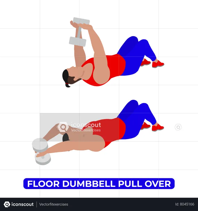 Man Doing Floor Dumbbell Pull Over Exercise  Illustration