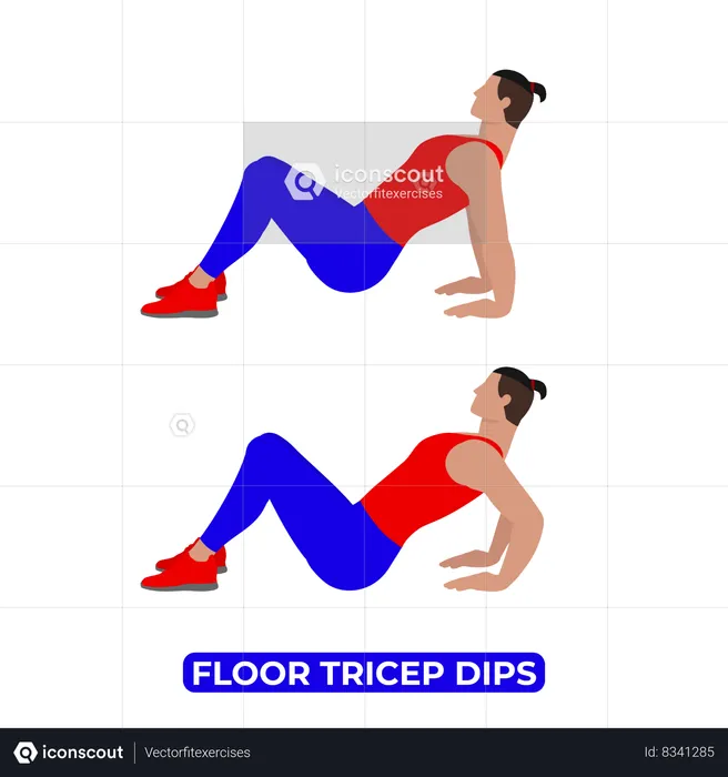 Man Doing Floor Triceps Dips Exercise  Illustration