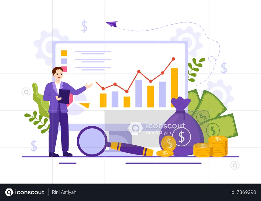 Man doing GDP analysis  Illustration