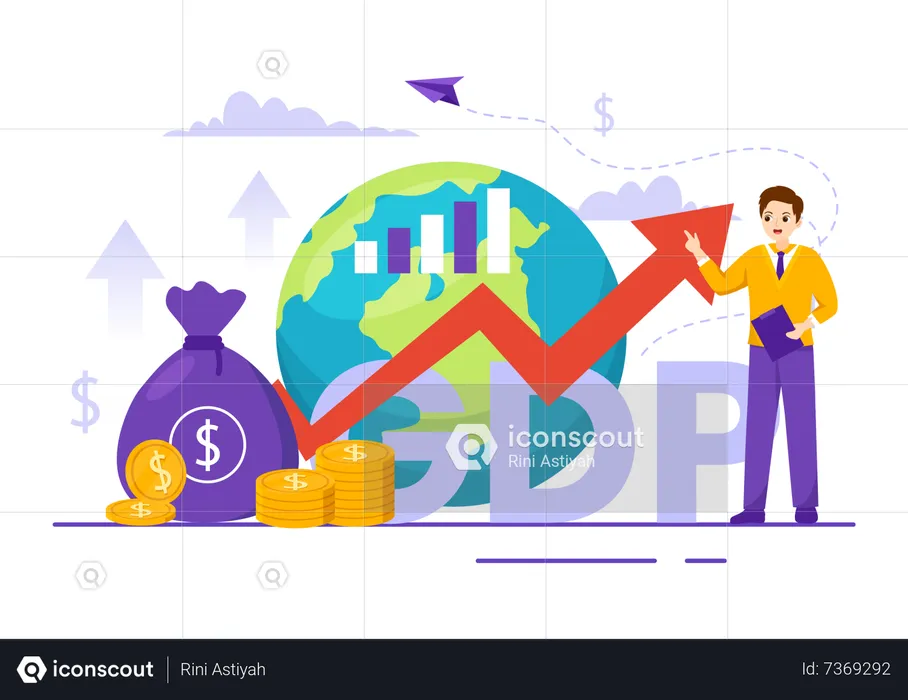 Man doing GDP growth analysis  Illustration