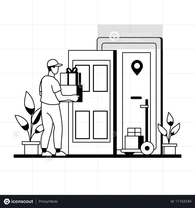 Man doing gift parcel delivery  Illustration